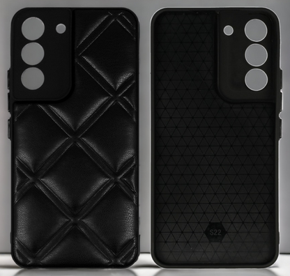 Silikonski ovitek "Checkered Leather 3D" za Samsung Galaxy S22 - črna – Infostyle