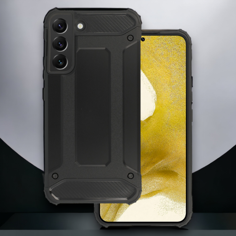 Silikonski ovitek "armor carbon" za Samsung Galaxy S21 Fe - Črna – Infostyle – Črna / PC + TPU silikon