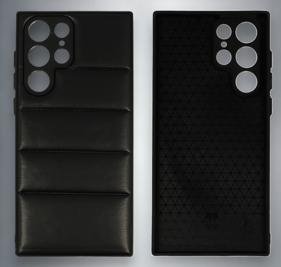 Silikonski ovitek "Striped Leather 3D" za Samsung Galaxy S22 Ultra - črna – Infostyle