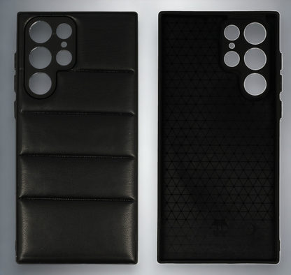 Silikonski ovitek "Striped Leather 3D" za Samsung Galaxy S22 Ultra - črna – Infostyle