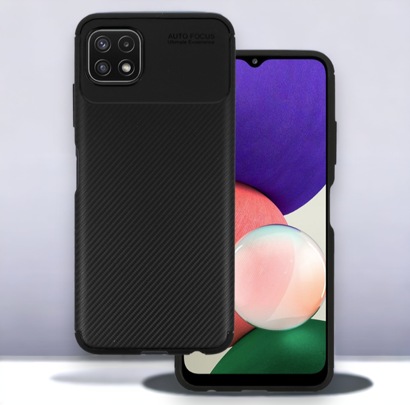 Ovitek "Vennus Carbon Elite" za Samsung Galaxy A22 5G - črna – Črna / TPU silikon