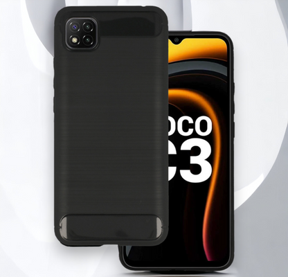 Ovitek "Carbon lite" za Xiaomi Poco C3 - Črna – Infostyle – Črna / TPU silikon