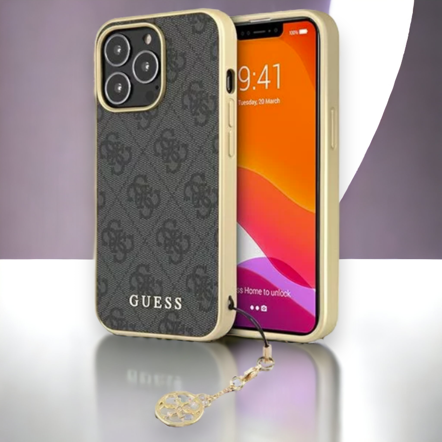 Ovitek Guess "grey charms" za iPhone 13/13 Pro (GUHCP13LGF4GGR) – Siva / PC + TPU silikon