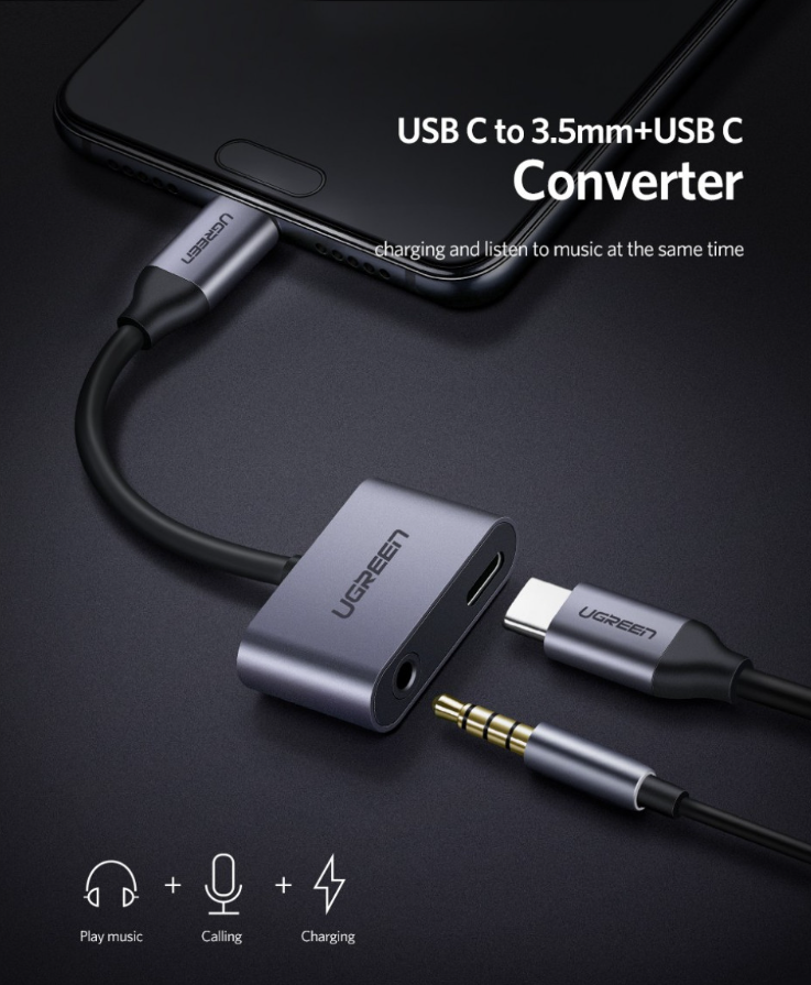 Adapter USB C, jack - USB C – Ugreen