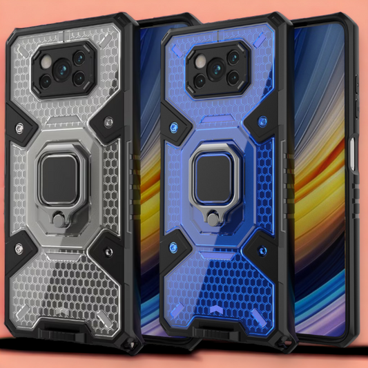 Silikonski ovitek "Honeycomb armor ring" za Xiaomi Poco X3 / X3 Pro – Infostyle – Temno modra / PC + TPU silikon