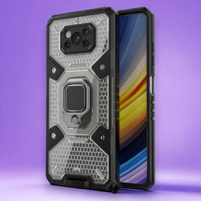 Silikonski ovitek "Honeycomb armor ring" za Xiaomi Poco X3 / X3 Pro – Infostyle – Črna / PC + TPU silikon