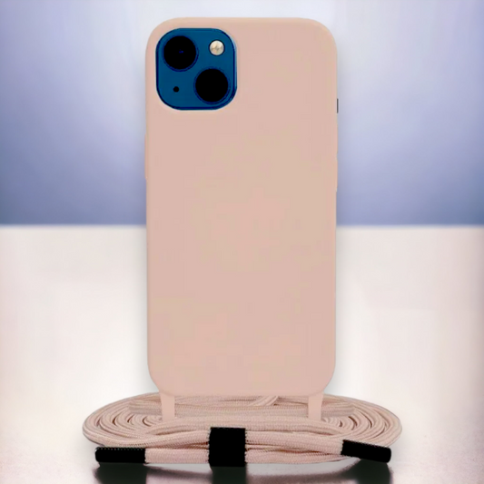 Silikonski ovitek "Crossbody Lanyard" za iPhone 13/14/15 - Roza – Techsuit – Svetlo roza / TPU silikon