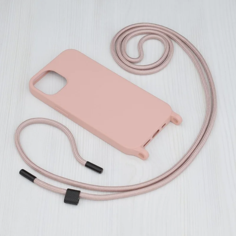 Silikonski ovitek "Crossbody Lanyard" za iPhone 14 Pro Max - Roza – Techsuit
