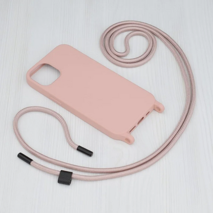 Silikonski ovitek "Crossbody Lanyard" za iPhone 14 Pro Max - Roza – Techsuit