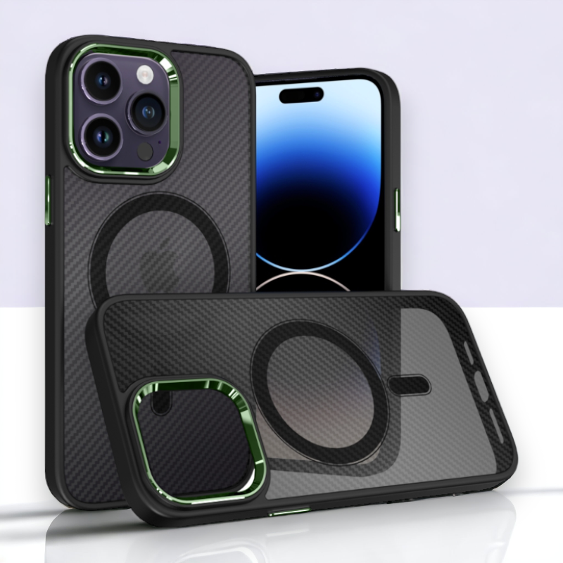 Ovitek "Magnetic Carbon - MagSafe" za iPhone 13/14/15 – Tel Protect – Pastelno vijolična / PC + TPU silikon