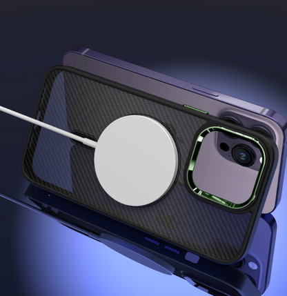 Ovitek "Magnetic Carbon - MagSafe" za iPhone 11 Pro/XS/X - Zelena – Tel Protect