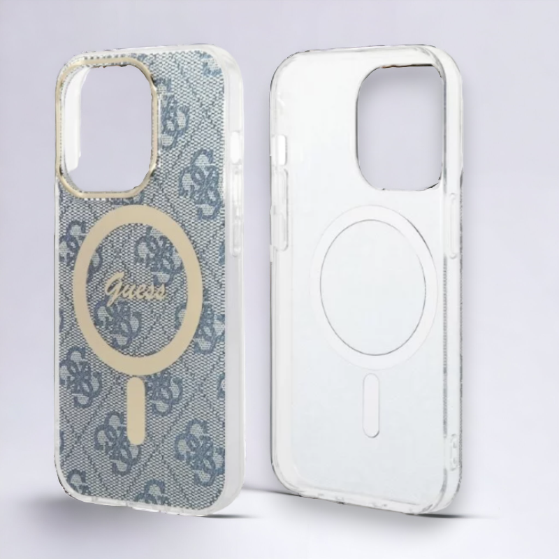 Guess komplet ovitek + polnilec (MagSafe) "blue" za iPhone 14 Pro (GUBPP14LH4EACSB)