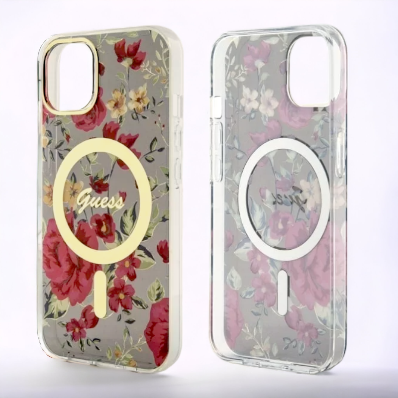 Ovitek Guess "Flower" za iPhone 13 Pro Max/12 Pro Max s tehologijo MagSafe - rjava (GUHMP13XHCFWSA)