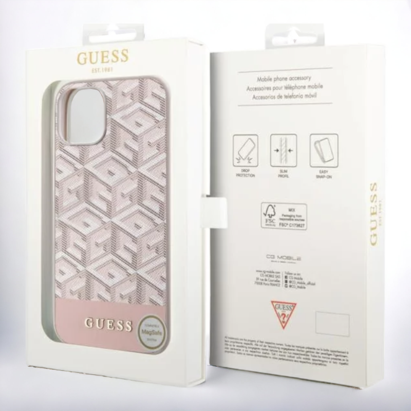 Ovitek Guess "Cube PINK" za iPhone 13 Pro Max/12 Pro Max s tehnologijo MagSafe (GUHMP13XHGCFSEP)