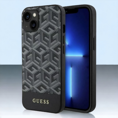 Ovitek Guess "Cube BLACK" za iPhone 13 Pro s tehnologijo MagSafe (GUHMP13LHGCFSEK) – Črna / TPC + TPU silikon