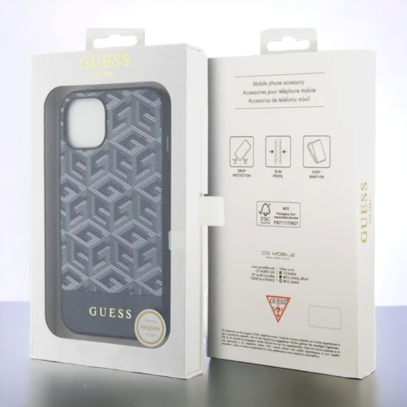 Ovitek Guess "Cube BLACK" za iPhone 13 Pro s tehnologijo MagSafe (GUHMP13LHGCFSEK)