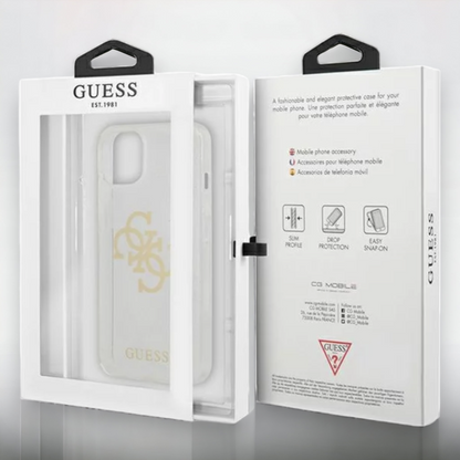 Ovitek Guess "Big 4G Full Glitter" za iPhone 14 Pro Max - prozorna (GUHCP14XPCUGL4GTR)