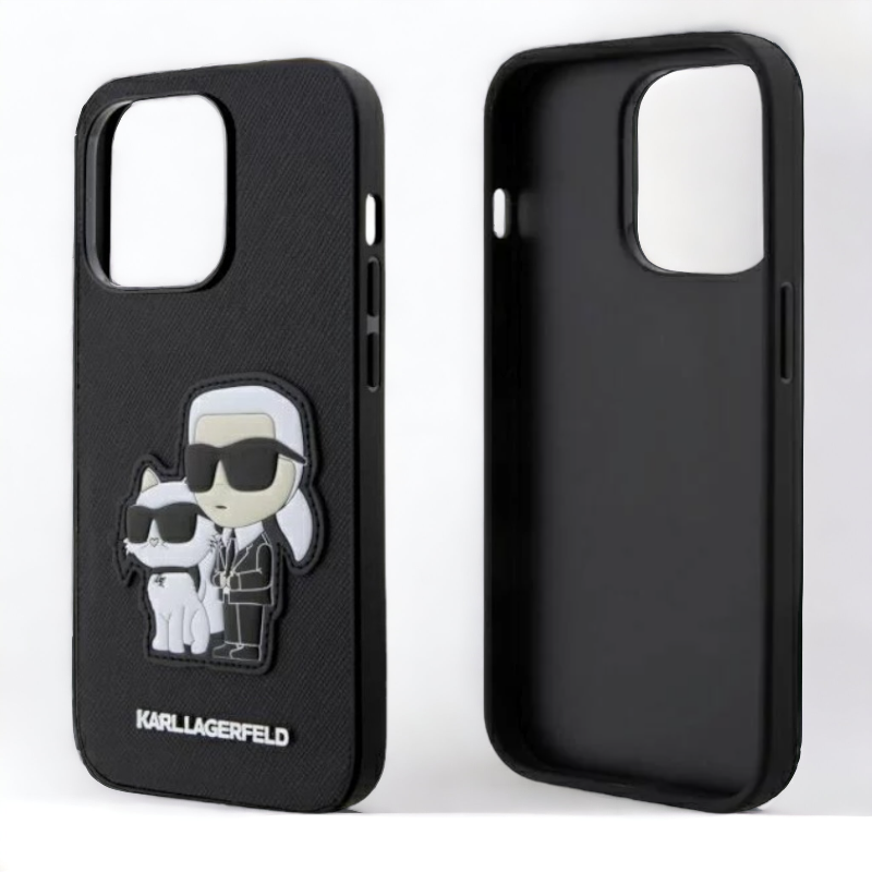 Ovitek Karl Lagerfeld "Saffiano - Karl and Choupette" za iPhone 13 (KLHCP13MSANKCPK; KLHCP14SSANKCPK)