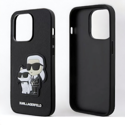 Ovitek Karl Lagerfeld "Saffiano - Karl and Choupette" za iPhone 14 Pro (KLHCP14LSANKCPK)
