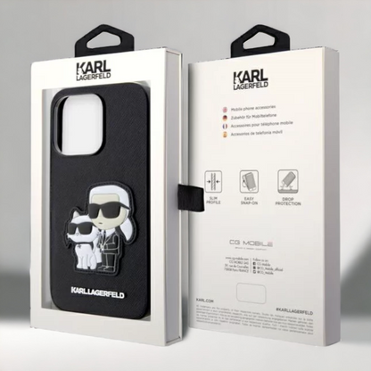Ovitek Karl Lagerfeld "Saffiano - Karl and Choupette" za iPhone 13 (KLHCP13MSANKCPK; KLHCP14SSANKCPK)
