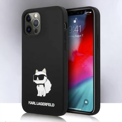 Silikonski ovitek Karl Lagerfeld "Liquid Silicone Choupette" za iPhone 14 Pro Max (KLHCP14XSNCHBCK) – Črna / TPU silikon