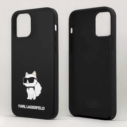 Silikonski ovitek Karl Lagerfeld "Liquid Silicone Choupette" za iPhone 13/14/15 (KLHCP13MSNCHBCK; KLHCP14SSNCHBCK)