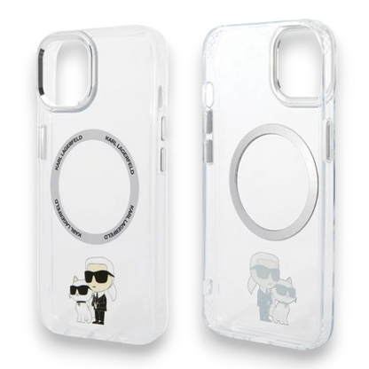 Silikonski ovitek Karl Lagerfeld "Karl & Choupette" za iPhone 13 Pro Max/12 Pro Max s tehologijo MagSafe (KLHMP13XHNKCIT