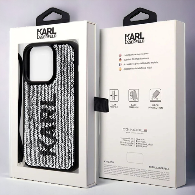 Ovitek Karl Lagerfeld "Sequins Reversible" za iPhone 13/14/15 (KLHCP13MPSQRKS, KLHCP14SPSQRKS)