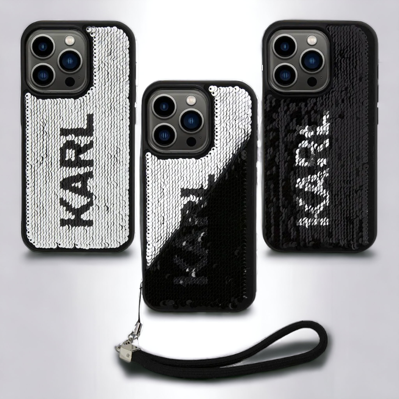 Ovitek Karl Lagerfeld "Sequins Reversible" za iPhone 13 Pro Max/12 Pro Max (KLHCP13XPSQRKS) – Srebrna / PC + TPU silikon