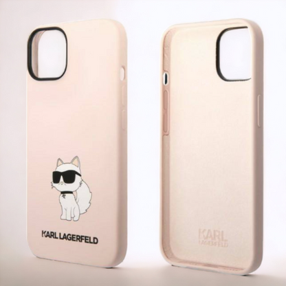 Ovitek Karl Lagerfeld "Choupette - silicone pink" za iPhone 14 Pro (KLHCP14LSNCHBCP)