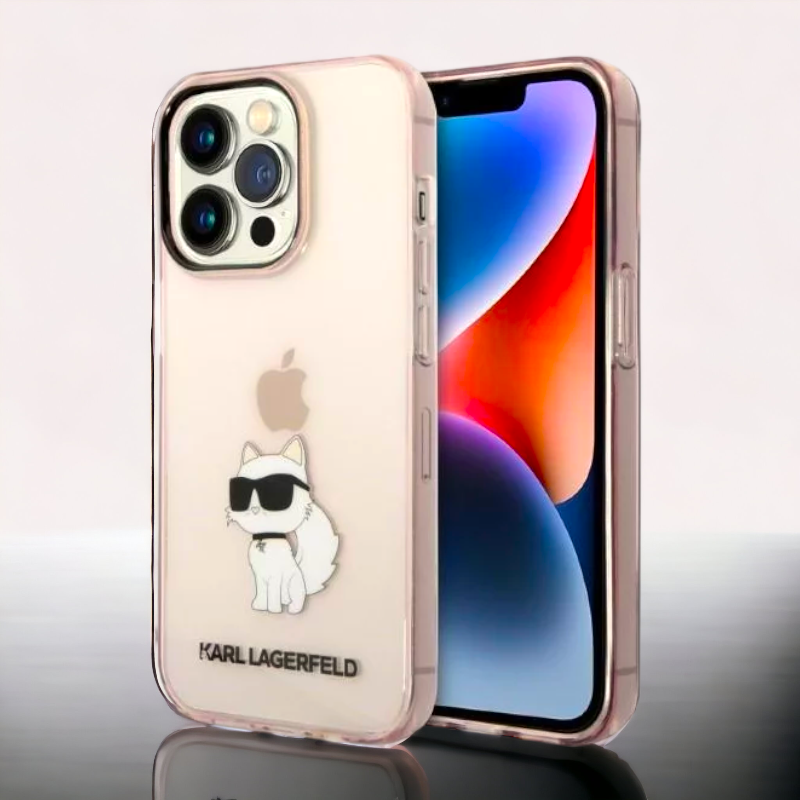 Ovitek Karl Lagerfeld "Choupette - PINK" za iPhone 14 Pro (KLHCP14LHNCHTCP) – Svetlo roza / PC + TPU silikon