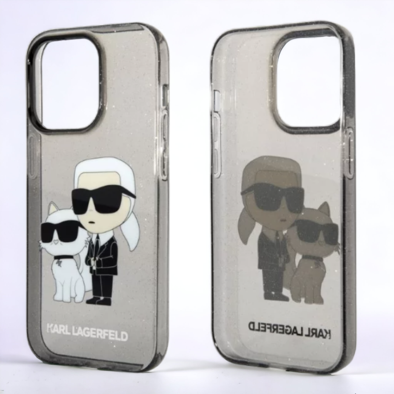Ovitek Karl Lagerfeld "Karl & Choupette - glitter" za iPhone 14 Pro (KLHCP14LHNKCTGK)
