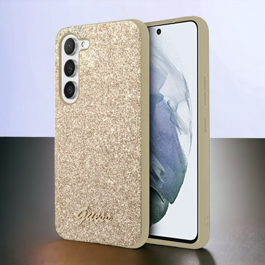 Ovitek Guess "Glitter gold" za Samsung Galaxy S23 (GUHCS23SHGGSHD) – Zlata / PC + TPU silikon