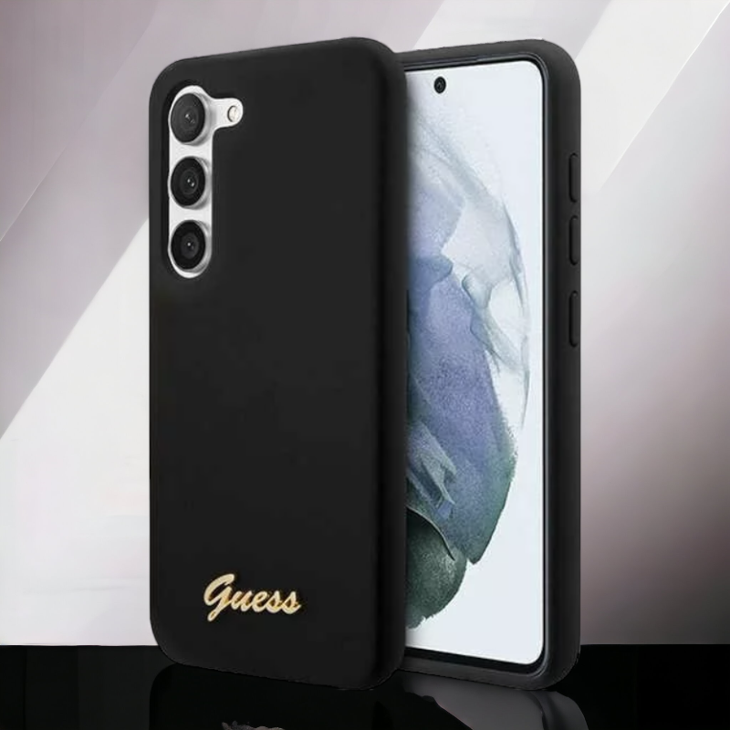Silikonski ovitek Guess "Black - Metal Logo" za Samsung Galaxy S23 (GUHCS23SSLSMK) – Črna / TPU silikon