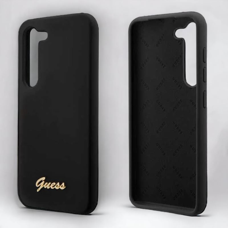 Silikonski ovitek Guess "Black - Metal Logo" za Samsung Galaxy S23 (GUHCS23SSLSMK)