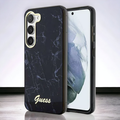 Ovitek Guess "Black marble" za Samsung Galaxy S23 Plus (GUHCS23MPCUMAK) – Črna / PC + TPU silikon
