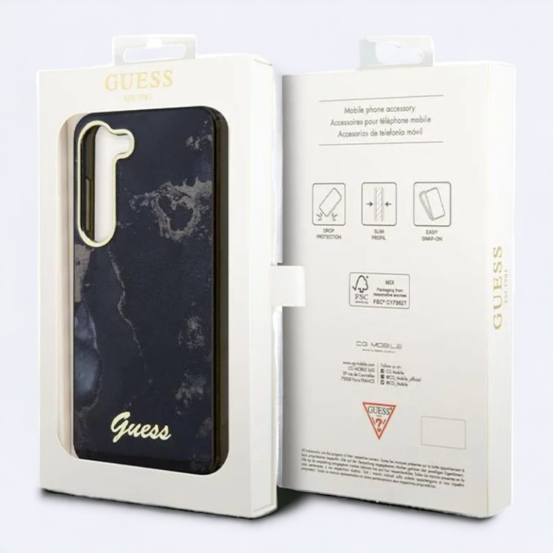 Ovitek Guess "Golden Black Marble Collection" za Samsung Galaxy S23 (GUHCS23SHTMRSK)