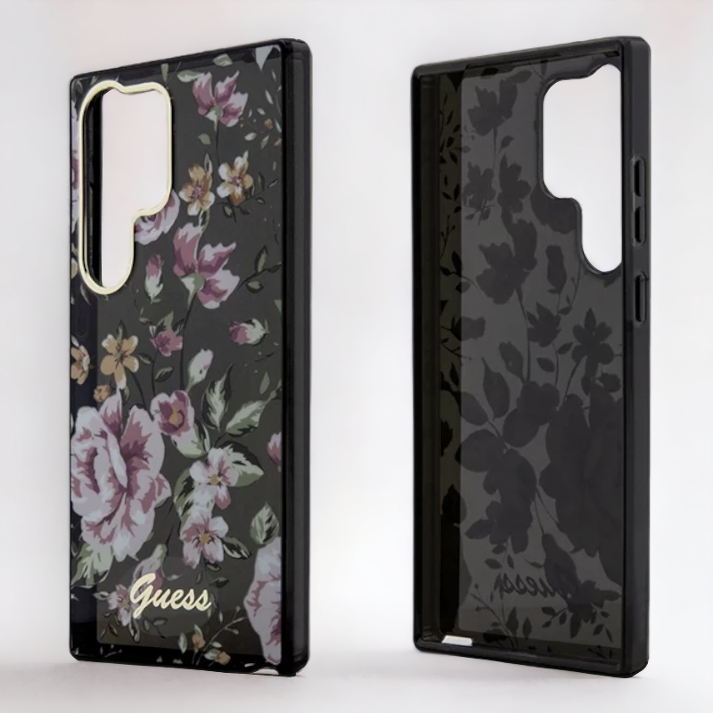 Ovitek Guess "Flower Collection - black" za Samsung Galaxy S23 Ultra (GUHCS23LHCFWSK)