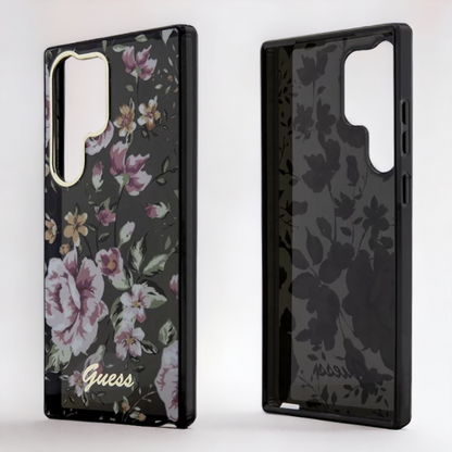 Ovitek Guess "Flower Collection - black" za Samsung Galaxy S23 Ultra (GUHCS23LHCFWSK)