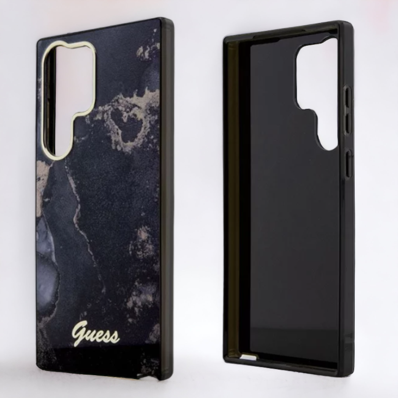 Ovitek Guess "Golden Black Marble Collection" za Samsung Galaxy S23 Ultra (GUHCS23LHTMRSK)