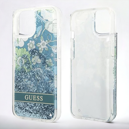 Ovitek Guess "Flower Liquid Glitter" za iPhone 13 Pro (GUHCP13LLFLSN)