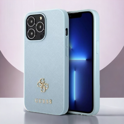 Ovitek Guess "blue mini 3D" za iPhone 13 Pro (GUHCP13LPS4MB) – Svetlo modra / PC + TPU silikon + Ekološko usnje