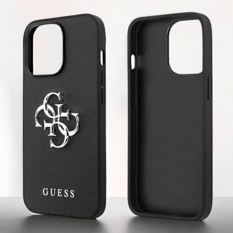 Ovitek Guess "Saffiano 4G Metal Logo" za iPhone 13/13 Pro (GUHCP13LSA4GSBK)