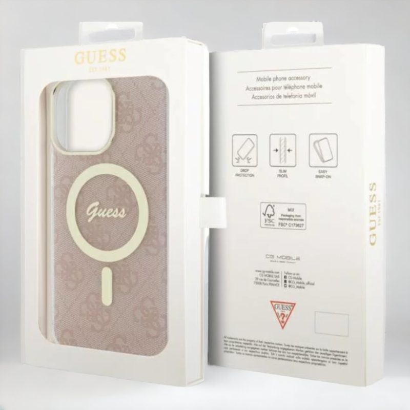 Ovitek Guess "pink 4G" za iPhone 13 Pro Max/12 Pro Max s tehologijo MagSafe (GUHMP13XH4STP)
