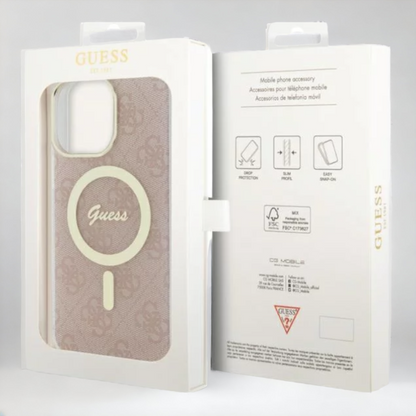 Ovitek Guess "pink 4G" za iPhone 13 Pro Max/12 Pro Max s tehologijo MagSafe (GUHMP13XH4STP)