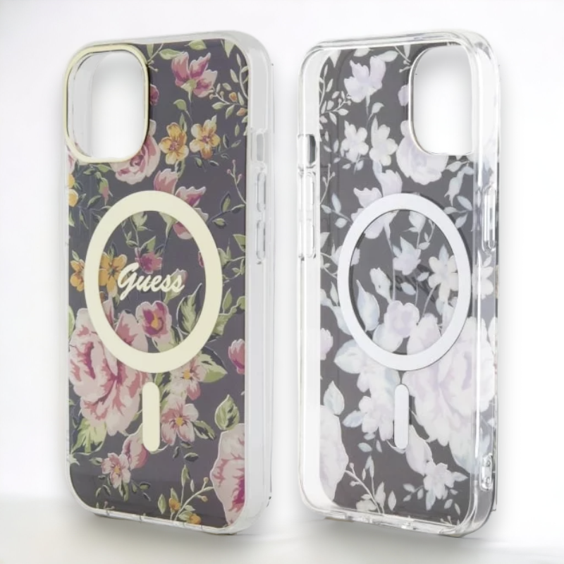 Ovitek Guess "Flower" za iPhone 14 Pro Max s tehologijo MagSafe (GUHMP14XHCFWSK)