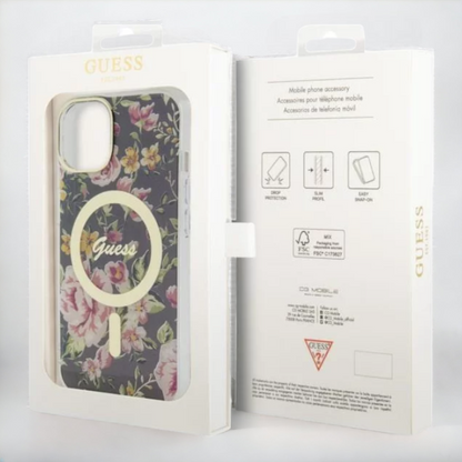 Ovitek Guess "Flower" za iPhone 14 Pro Max s tehologijo MagSafe (GUHMP14XHCFWSK)