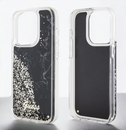 Ovitek Guess "Liquid Glitter Marble" za iPhone 14 Pro (GUHCP14LLCSGSGK)