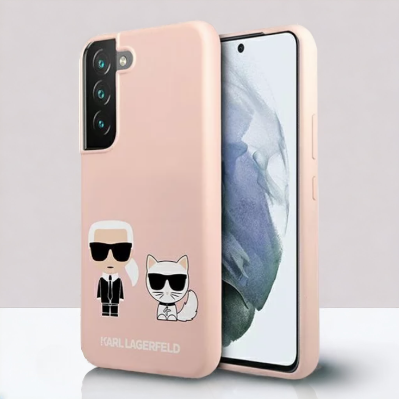 Ovitek Karl Lagerfeld "Ikonik K&C" za Samsung Galaxy S22 Plus (KLHCS22MSSKCI) – Svetlo roza / TPU silikon