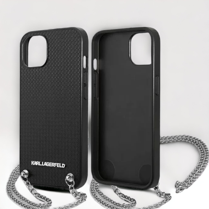 Ovitek Karl Lagerfeld "Leather Textured - Chain" za iPhone 13 Pro Max/12 Pro Max (KLHCP13XPMK)